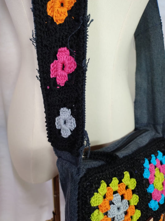 'Leandra' Borsa in Cotone e Jeans Riutilizzato - Piccola Gioia Colorata per Ogni Look