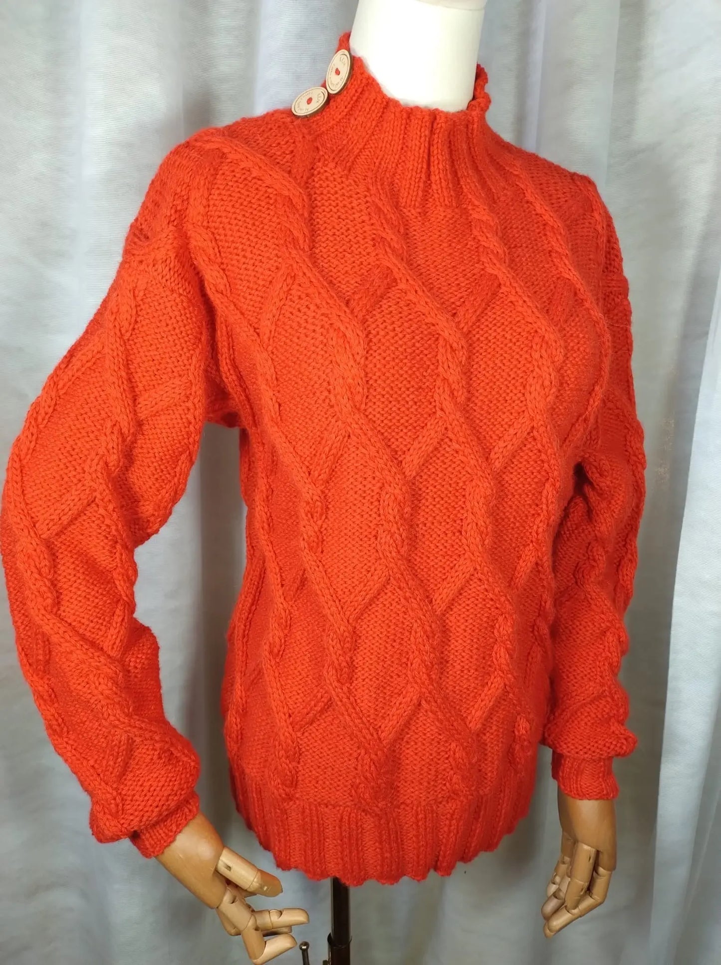 Caterina - Maglia ai ferri artigianale intrecci d'Alpaca REM fatto a mano per te