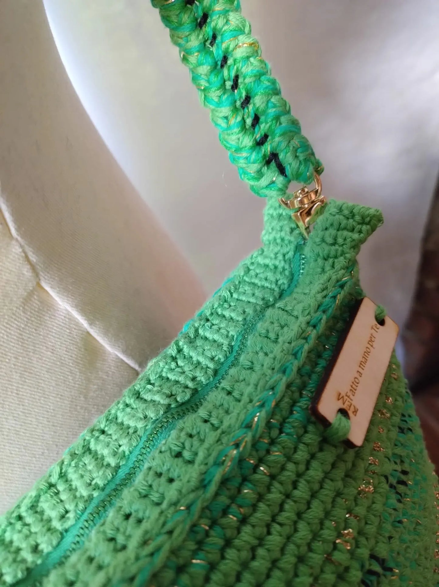 'Birka' Borsa Artigianale - Spaziosa e Personalizzabile in Cotone e Mohair rem_fattoamanoperte