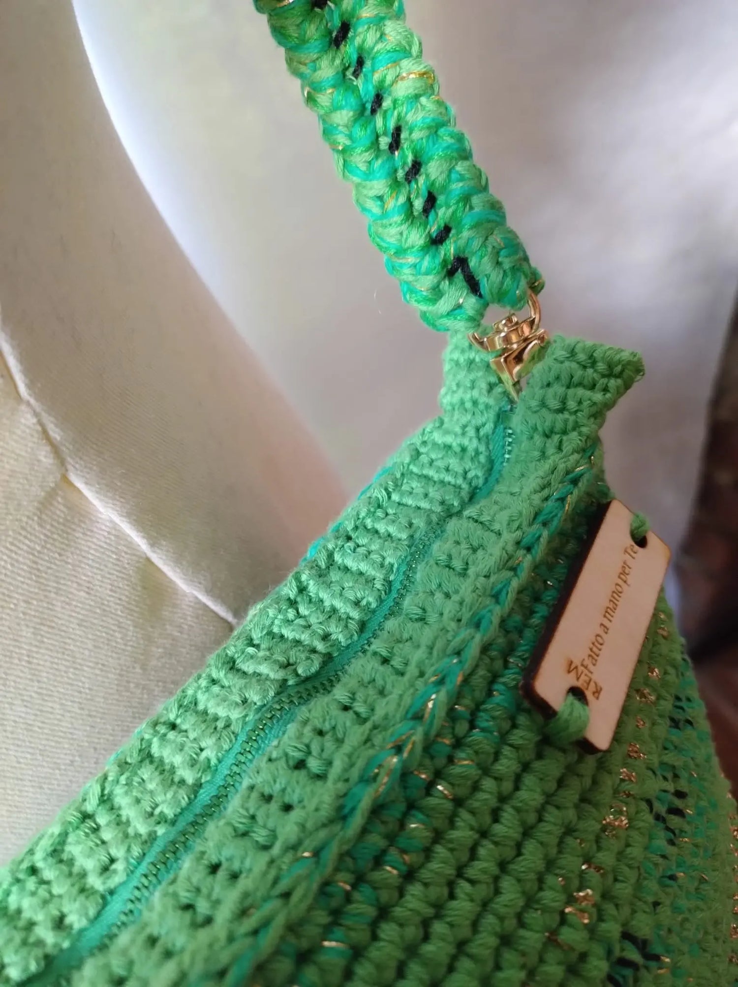 'Birka' Borsa Artigianale - Spaziosa e Personalizzabile in Cotone e Mohair rem_fattoamanoperte
