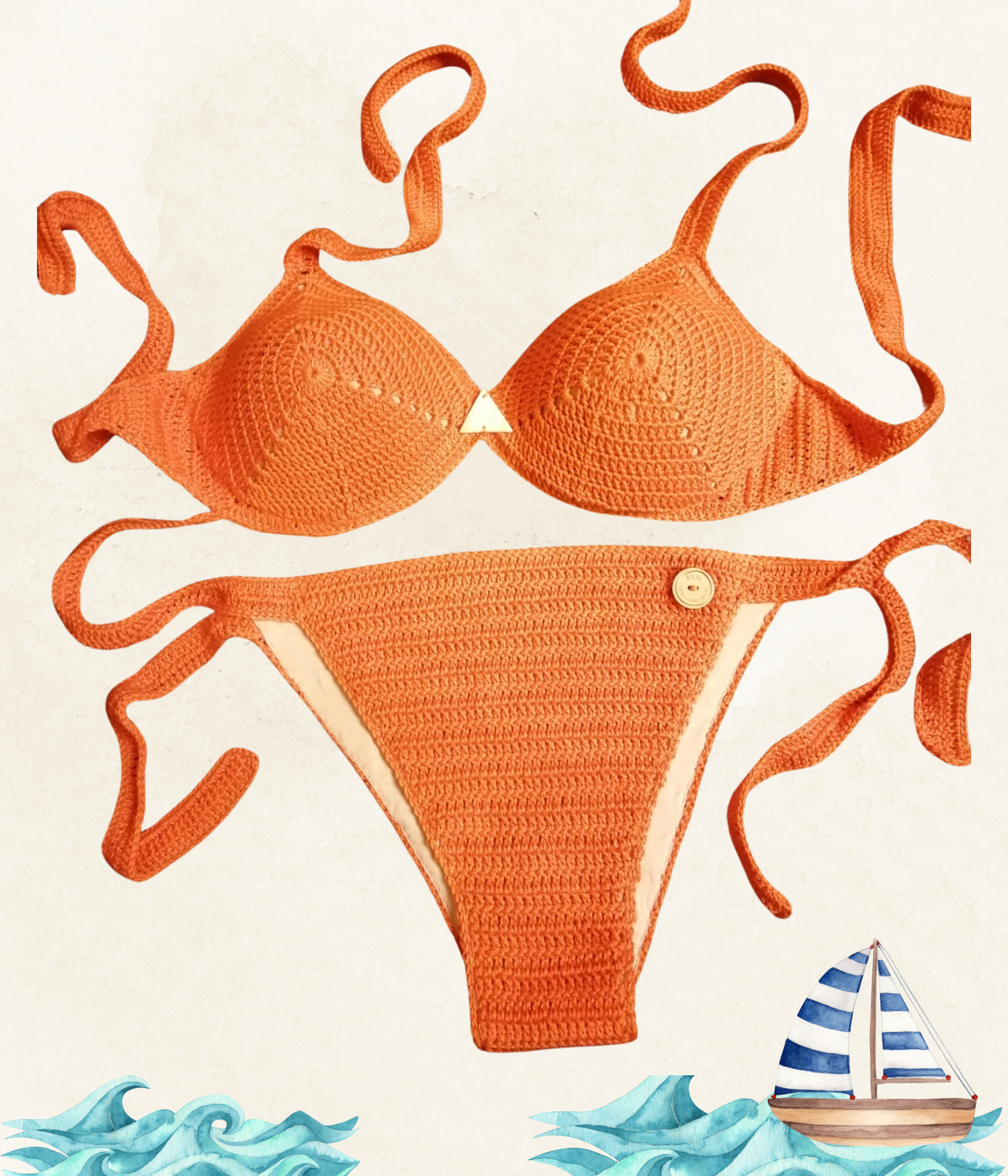 Immergiti nello stile e nel comfort con 'Rapallo', il nostro costume all'uncinetto, perfetto per il mare, il lago o il fiume. Realizzato in cotone e lavorato a mano, è un must-have per le tue vacanze.