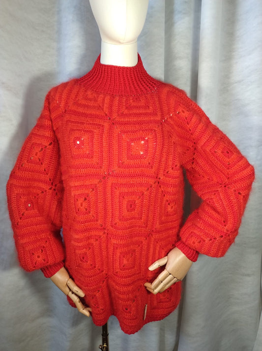 ‘Porzia’ Maglioncino a piastrelle - Calore e Morbidezza Artigianale