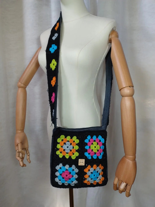 'Leandra' Borsa in Cotone e Jeans Riutilizzato - Piccola Gioia Colorata per Ogni Look rem_fattoamanoperte
