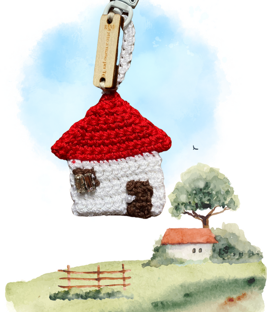 'Domitilla' Portachiavi Casa all'Uncinetto - Un Caloroso Benvenuto per le Tue Chiavi