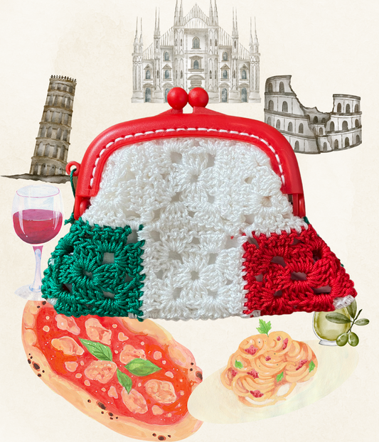 Porta un tocco di colore nella tua giornata con 'Piero', il nostro portamonete all'uncinetto. Realizzato a mano in cotone e dotato di una pratica chiusura clik clak, è il compagno perfetto per ogni avventura.